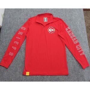 Kansas City Chiefs Pullover Shirt Mens Medium Red 1/4 Zip NFL Spellout Football